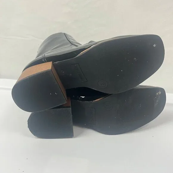 Steve Madden Girls Loreen Patent Leather Gold Chain Black Boots 3 - Picture 7 of 7